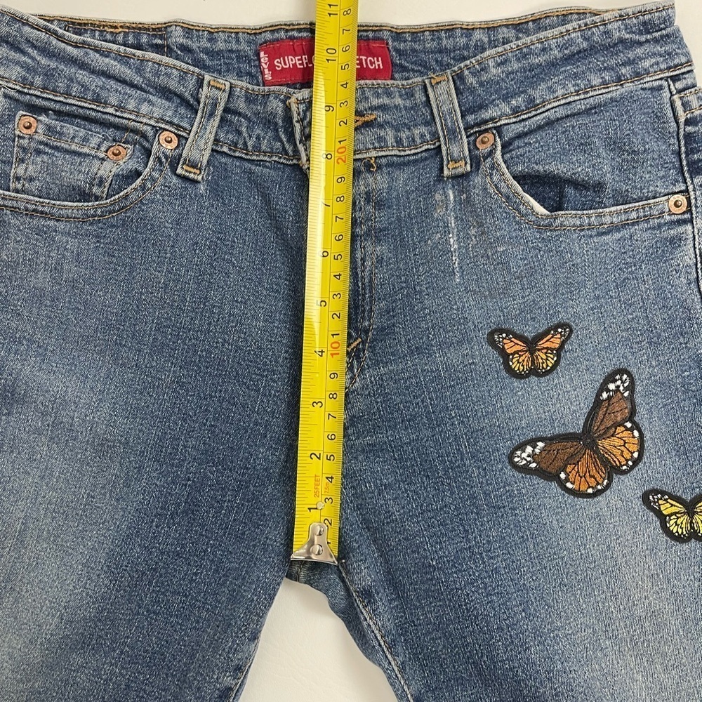 Levi’s 518 Superlow Bootcut Jeans Juniors 7M Butterfly Patch Y2K - Picture 10 of 16